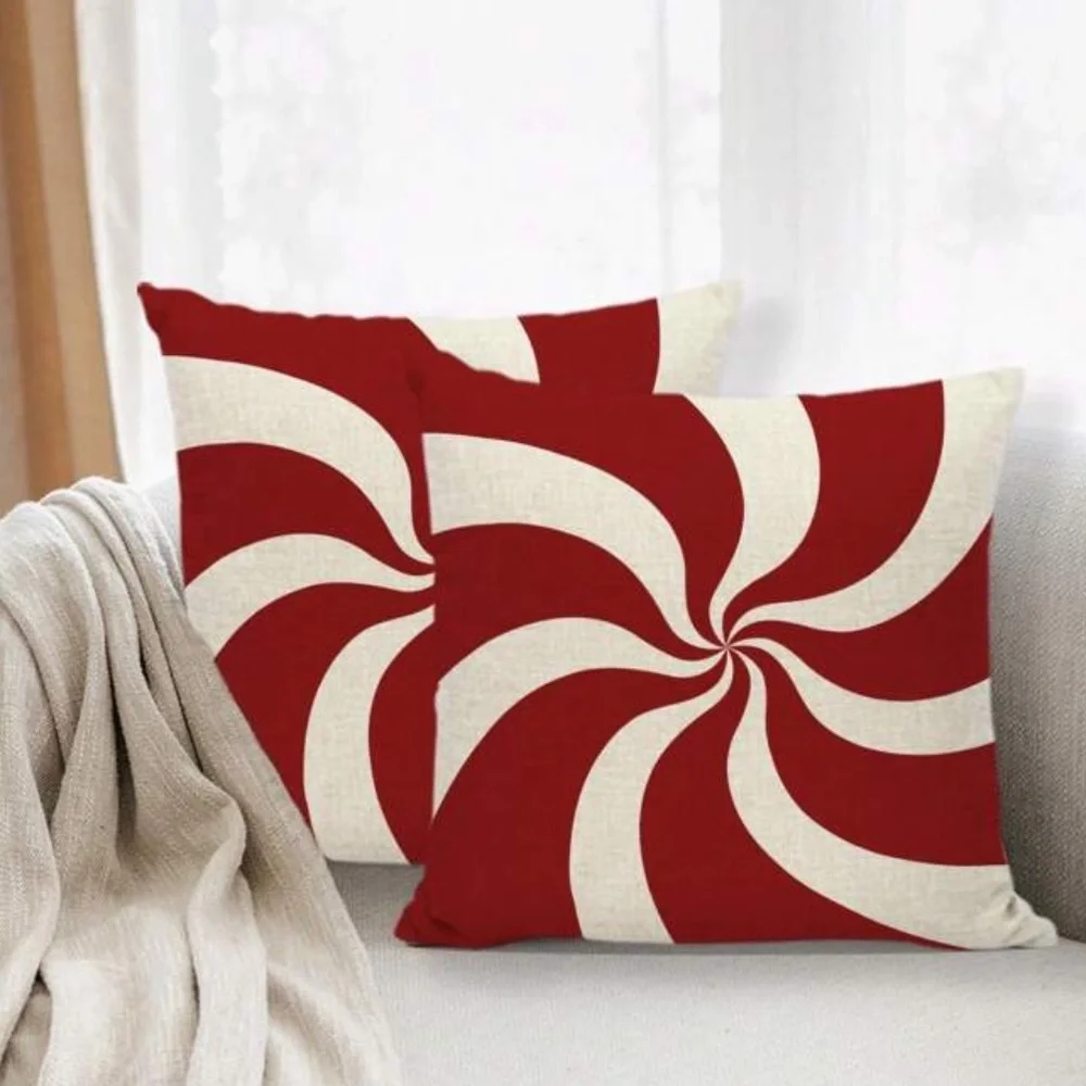 🎄2 Red and Cream Swirl Holiday Throw Pillow Casings